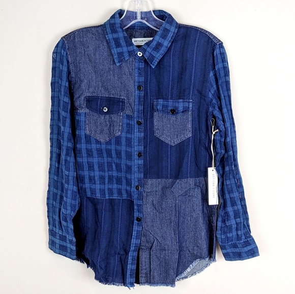 Anthropologie Tops - Anthro Artisan de Luxe | Blue Patch Blouse - E19